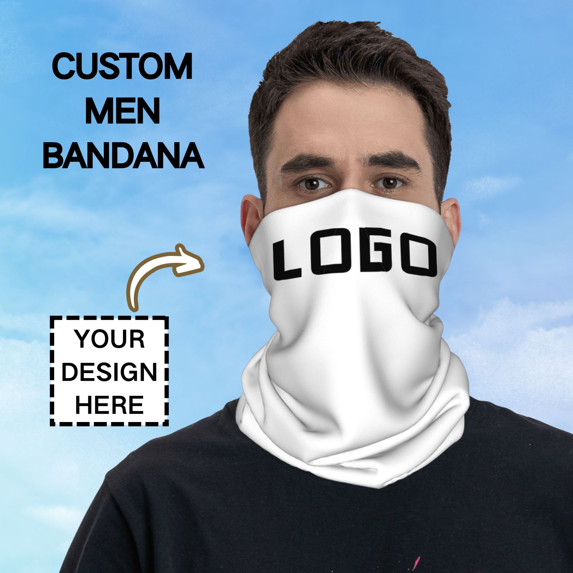 Neck Gaiter Face Cover - Многофункциональный шейный бафф с индивидуальным фото-логотипом